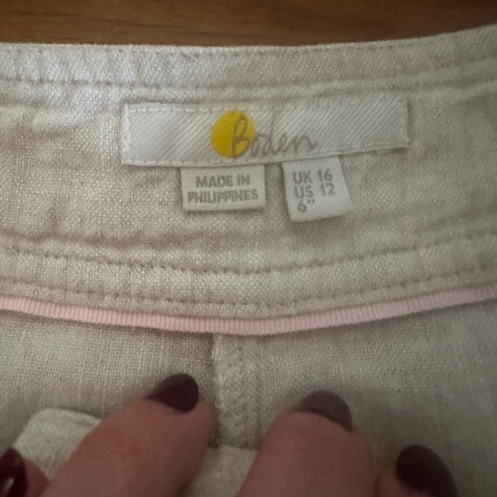 Boden Women’s Light Beige Natural Linen Shorts Sz 12 - Picture 3 of 9
